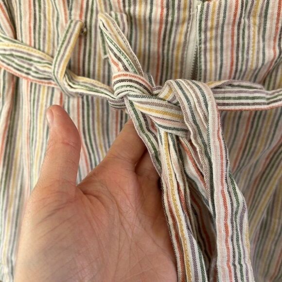 Olivaceous Small Colorful Striped Shorts Paperbag Mom High Waisted Front Zip‎ - Picture 3 of 9